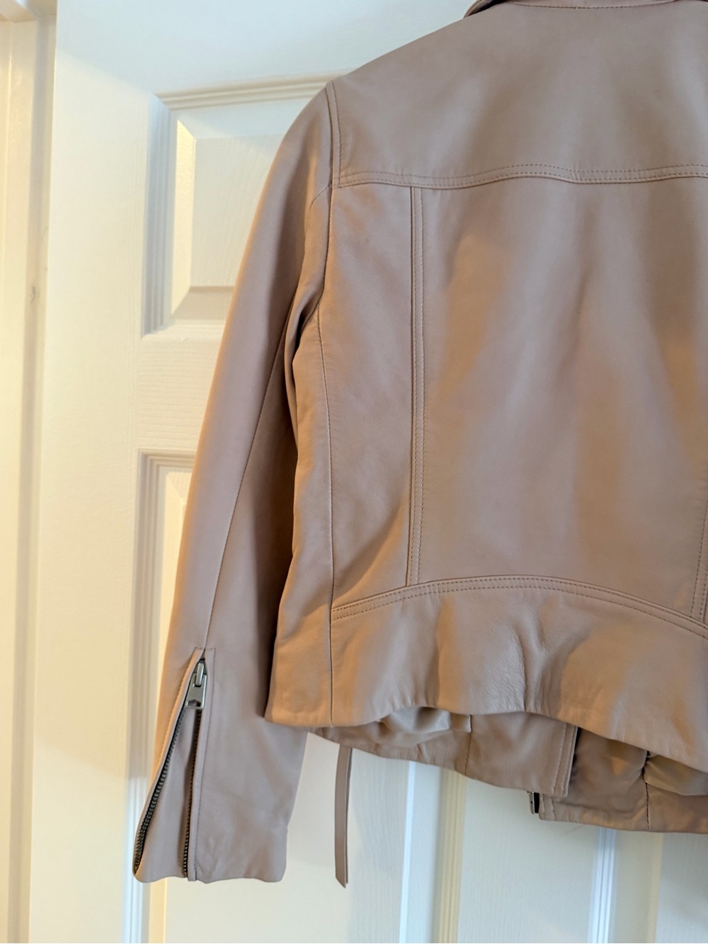 ALL SAINTS DALBY SLIM FIT LEATHER BIKER JACKET in color MISTY PINK size 2 - Picture 8 of 12